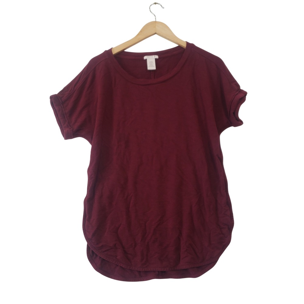 Matty M Short Sleeve Top Womens Size M Burgundy Crew Neck Dolman Sleeve Casual